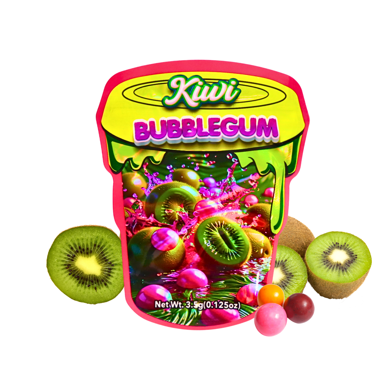 STANDARD MYLAR 3.5G BAGS 50CT KIWI BUBBLEGUM DESIGN